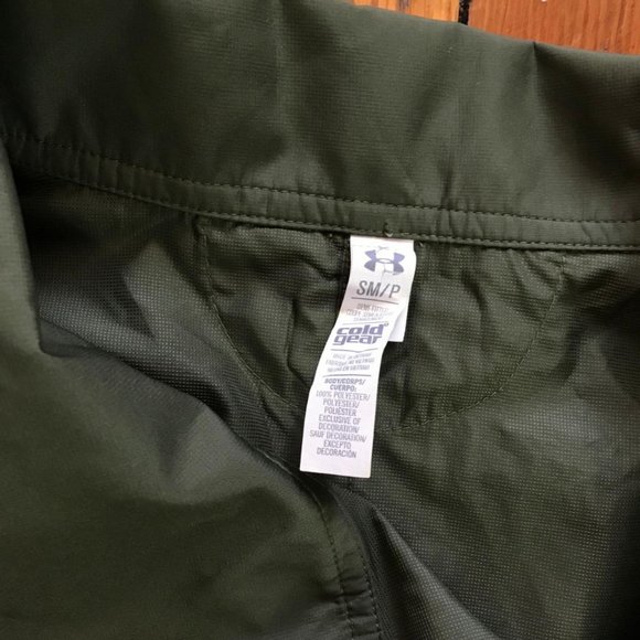 Under Armour Cold Gear Women Olive Military Green Waterproof 1/2 Zip Rain Jacket - Picture 4 of 4